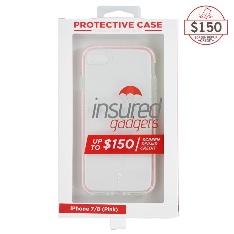 Ultra-thin protective case + Insured Gadgets up to $150.00 protection for iPhone 7 & iPhone 8 - Pink