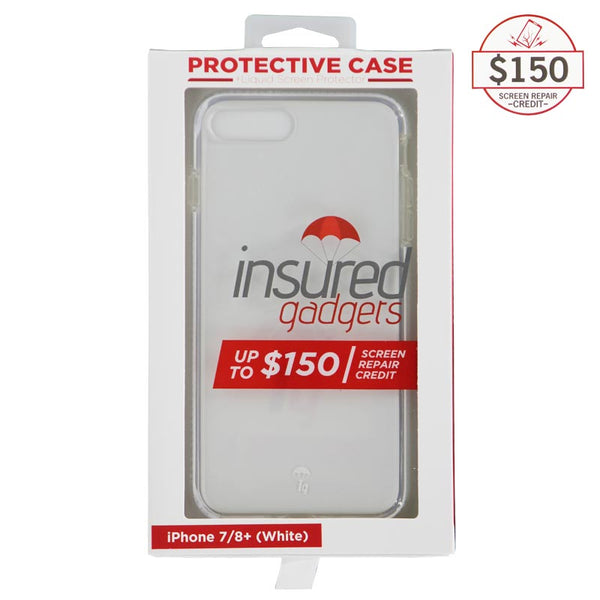 Ultra-thin protective case + Insured Gadgets up to $150.00 protection for iPhone 7 Plus & iPhone 8 Plus - White
