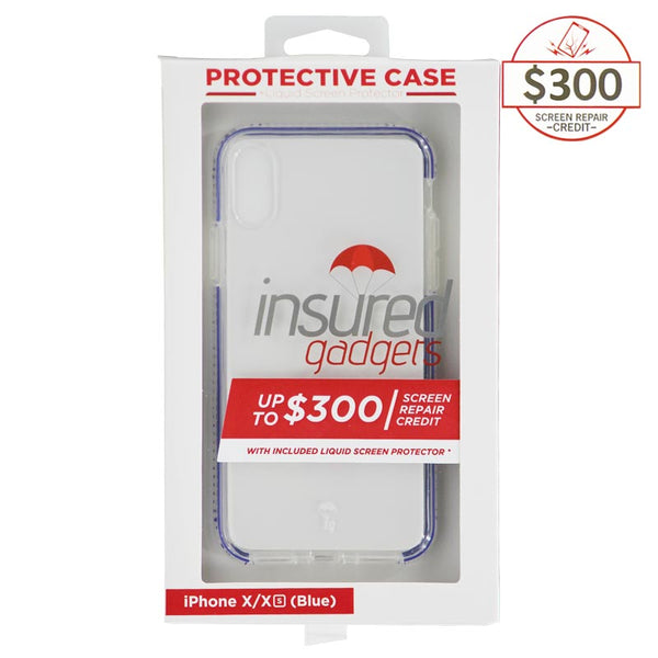 Ultra-thin protective case + Insured Gadgets up to $ 300.00 protection for iPhone X & iPhone XS - Blue