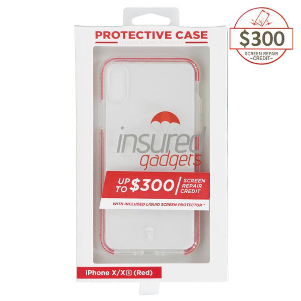 Ultra-thin protective case + Insured Gadgets up to $ 300.00 protection for iPhone X & iPhone XS - Red