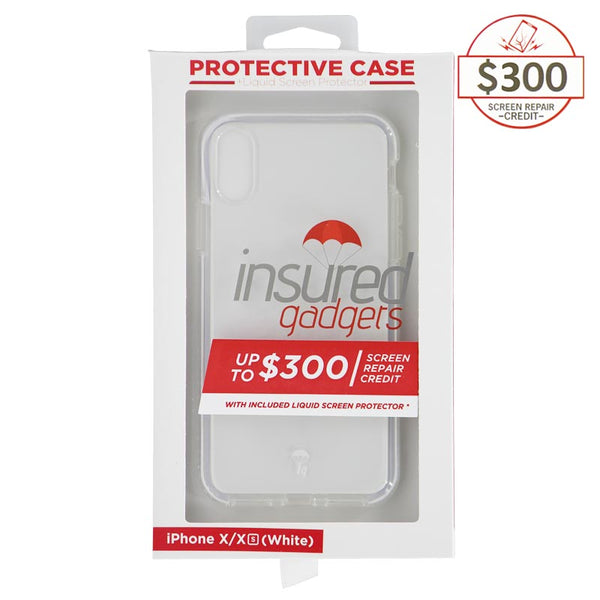 Ultra-thin protective case + Insured Gadgets up to $ 300.00 protection for iPhone X & iPhone XS - White