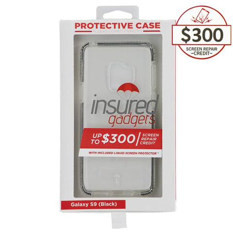 Ultra-thin protective case + Insured Gadgets up to $300.00 protection for Samsung Galaxy S9 - Black