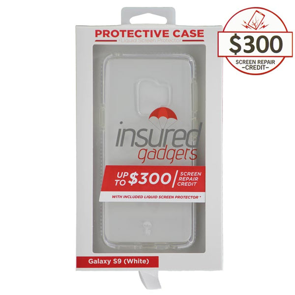 Ultra-thin protective case + Insured Gadgets up to $300.00 protection for Samsung Galaxy S9 - White